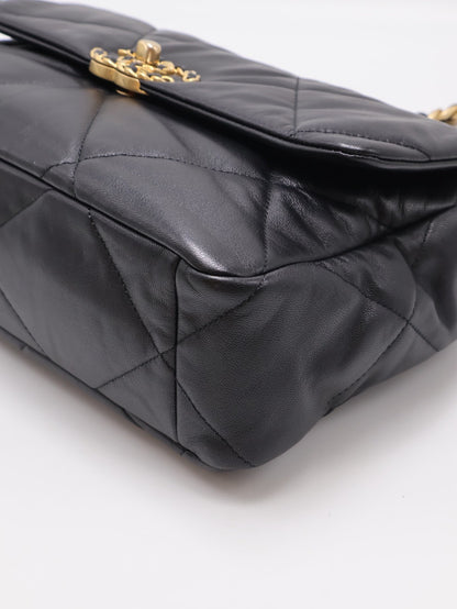 CHANEL 19 Bag 菱格紋羊皮手提肩背包 30 - 黑金28開