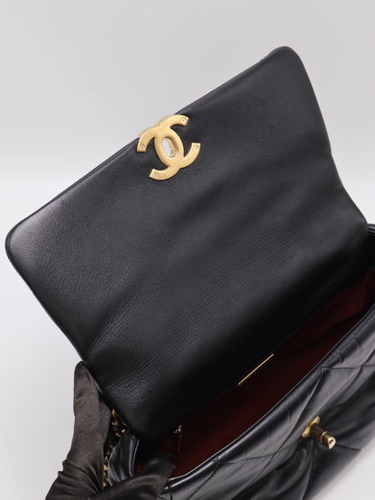 CHANEL 19 Bag 菱格紋羊皮手提肩背包 30 - 黑金28開