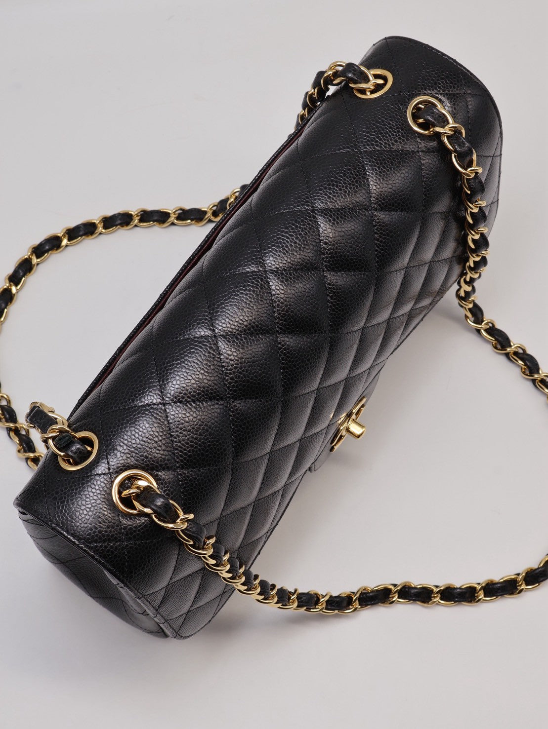 CHANEL 經典口蓋包Jumbo CF30 - 粒面牛皮黑金23開