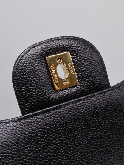 CHANEL 經典口蓋包Jumbo CF30 - 粒面牛皮黑金23開