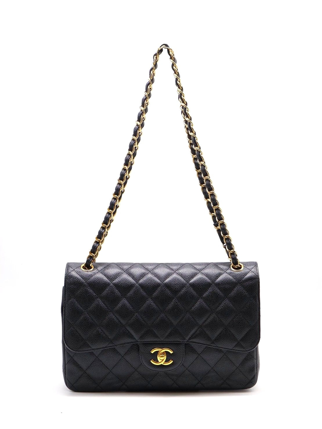 CHANEL 經典口蓋包Jumbo CF30 - 黑金18開