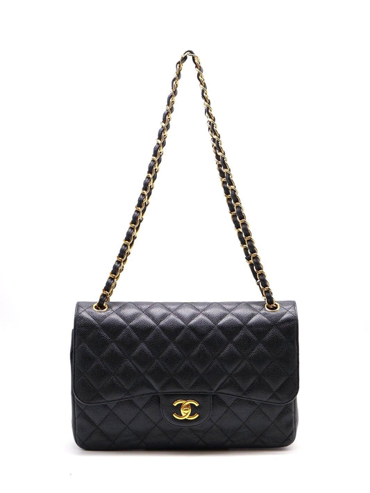 CHANEL 經典口蓋包Jumbo CF30 - 黑金18開
