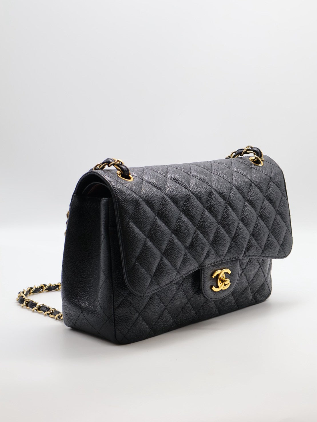 CHANEL 經典口蓋包Jumbo CF30 - 黑金18開