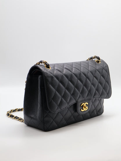 CHANEL 經典口蓋包Jumbo CF30 - 黑金18開
