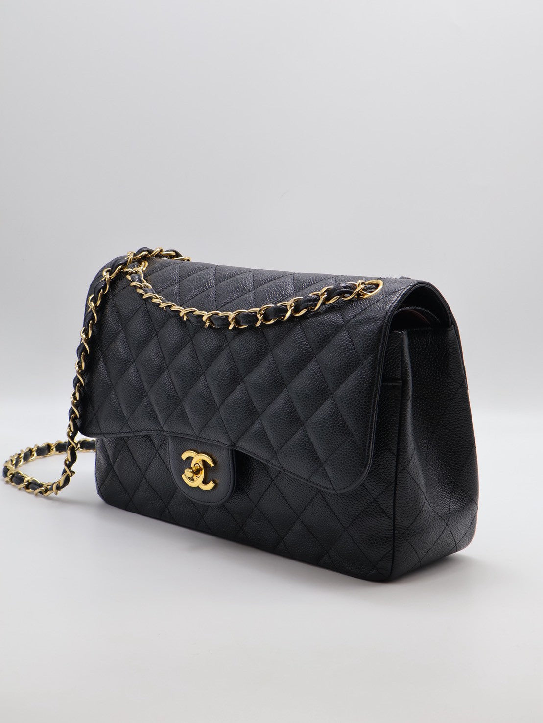 CHANEL 經典口蓋包Jumbo CF30 - 黑金18開