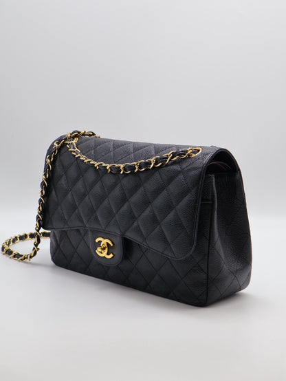CHANEL 經典口蓋包Jumbo CF30 - 黑金18開