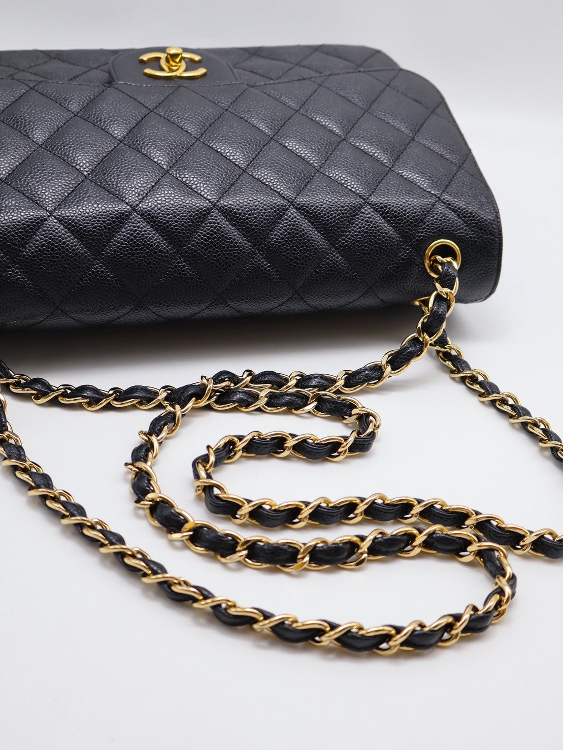 CHANEL 經典口蓋包Jumbo CF30 - 黑金18開
