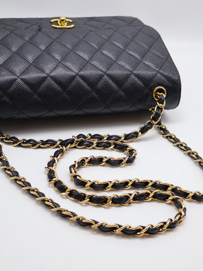CHANEL 經典口蓋包Jumbo CF30 - 黑金18開