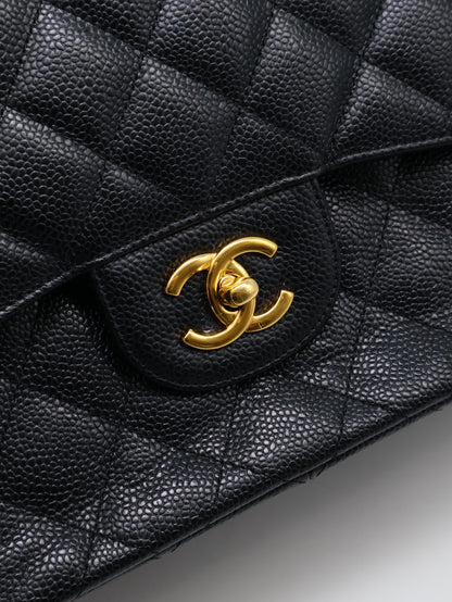 CHANEL 經典口蓋包Jumbo CF30 - 黑金18開