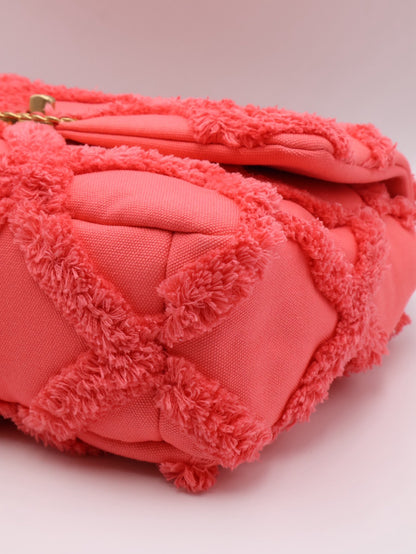CHANEL 19 Bag 菱格紋手提肩背包 30 - 絨毛珊瑚粉金30開