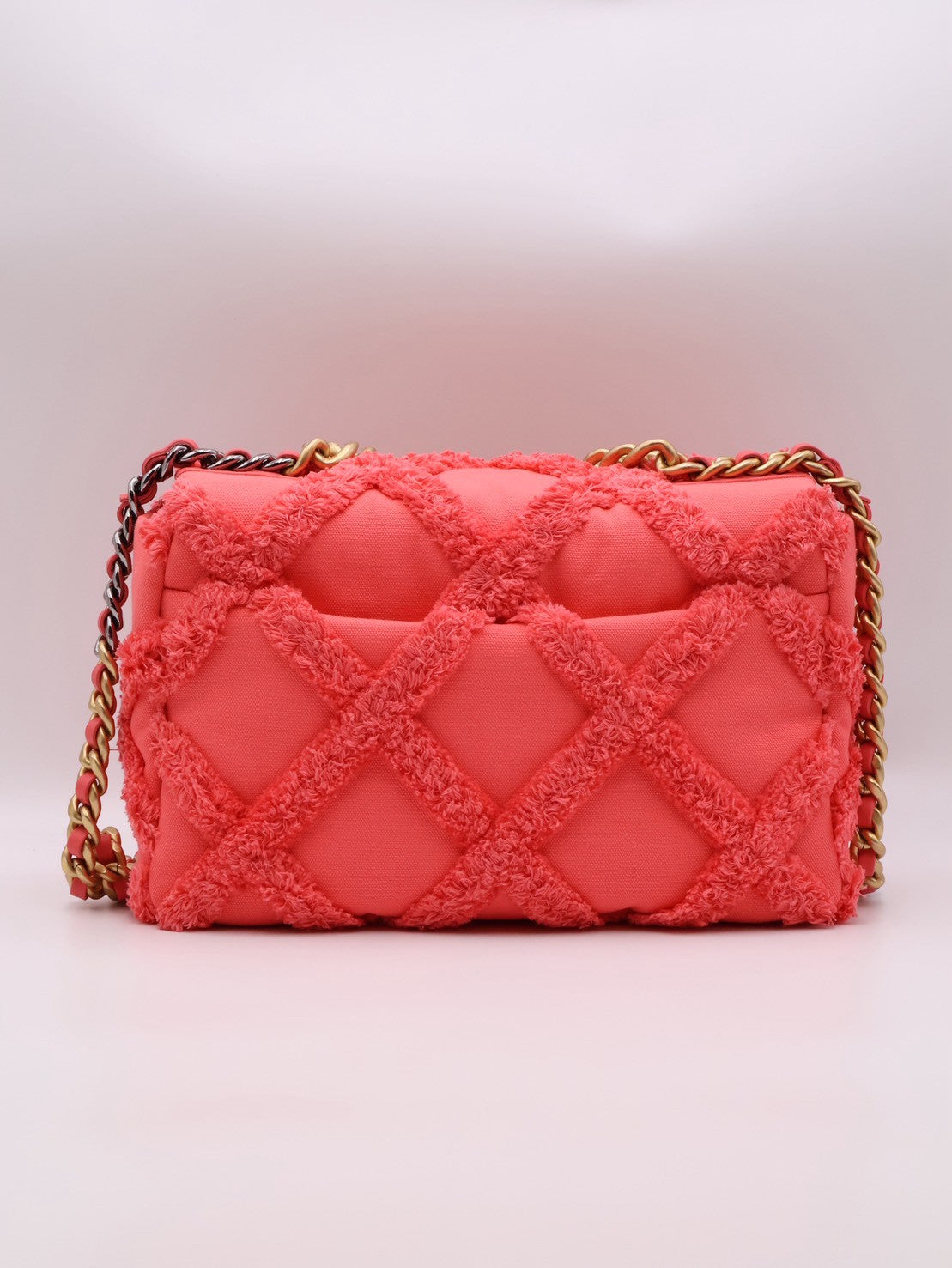 CHANEL 19 Bag 菱格紋手提肩背包 30 - 絨毛珊瑚粉金30開
