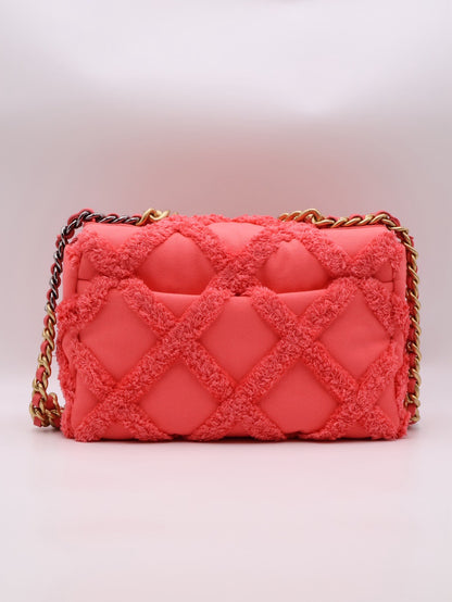 CHANEL 19 Bag 菱格紋手提肩背包 30 - 絨毛珊瑚粉金30開