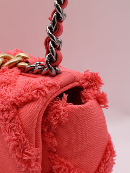 CHANEL 19 Bag 菱格紋手提肩背包 30 - 絨毛珊瑚粉金30開