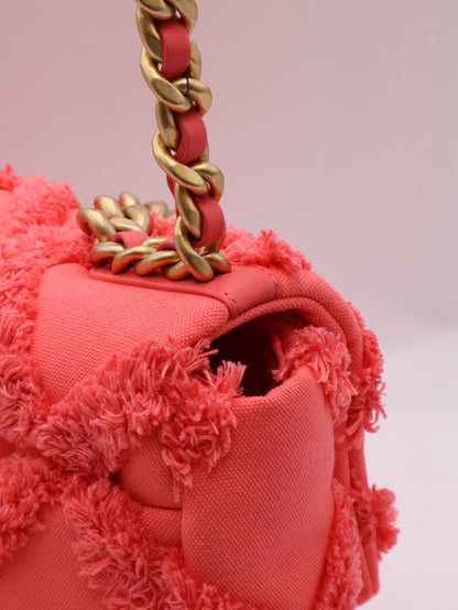 CHANEL 19 Bag 菱格紋手提肩背包 30 - 絨毛珊瑚粉金30開