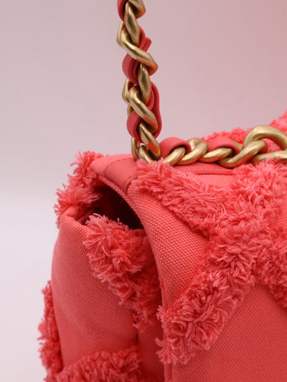 CHANEL 19 Bag 菱格紋手提肩背包 30 - 絨毛珊瑚粉金30開