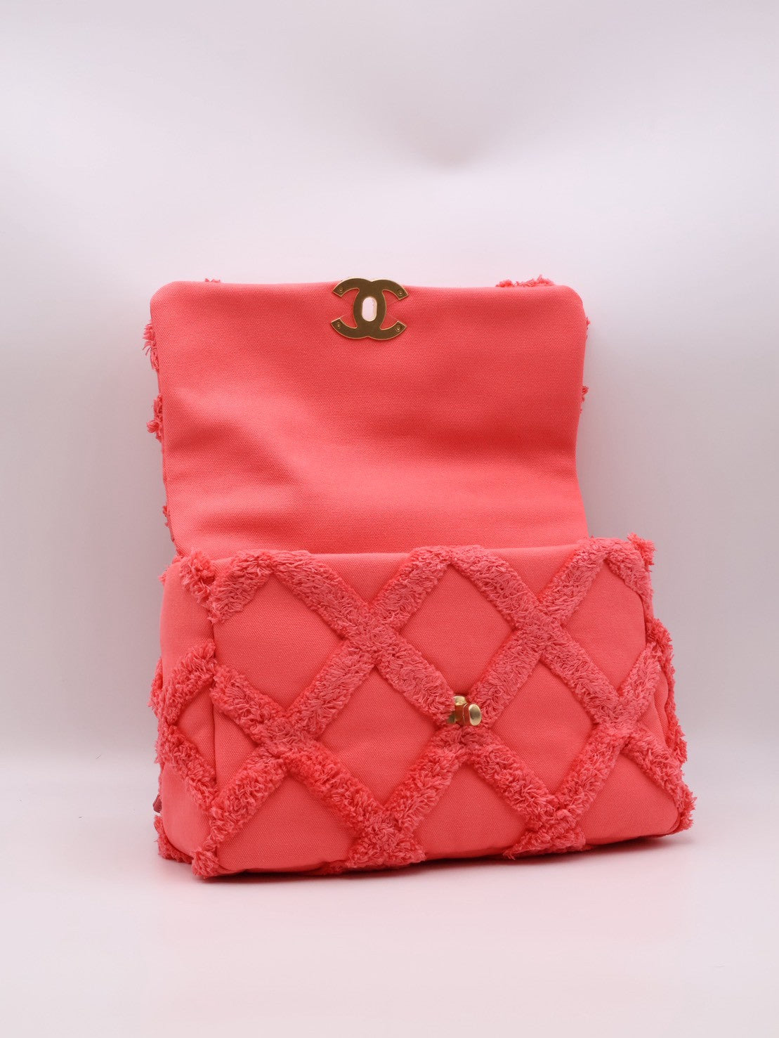 CHANEL 19 Bag 菱格紋手提肩背包 30 - 絨毛珊瑚粉金30開