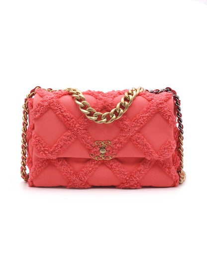 CHANEL 19 Bag 菱格紋手提肩背包 30 - 絨毛珊瑚粉金30開