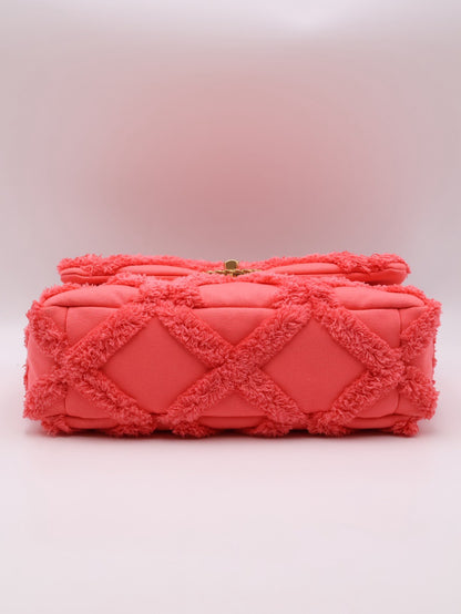 CHANEL 19 Bag 菱格紋手提肩背包 30 - 絨毛珊瑚粉金30開