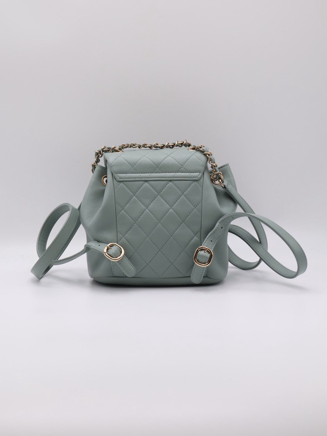 CHANEL Duma小牛皮後背包 - 小號淡綠金