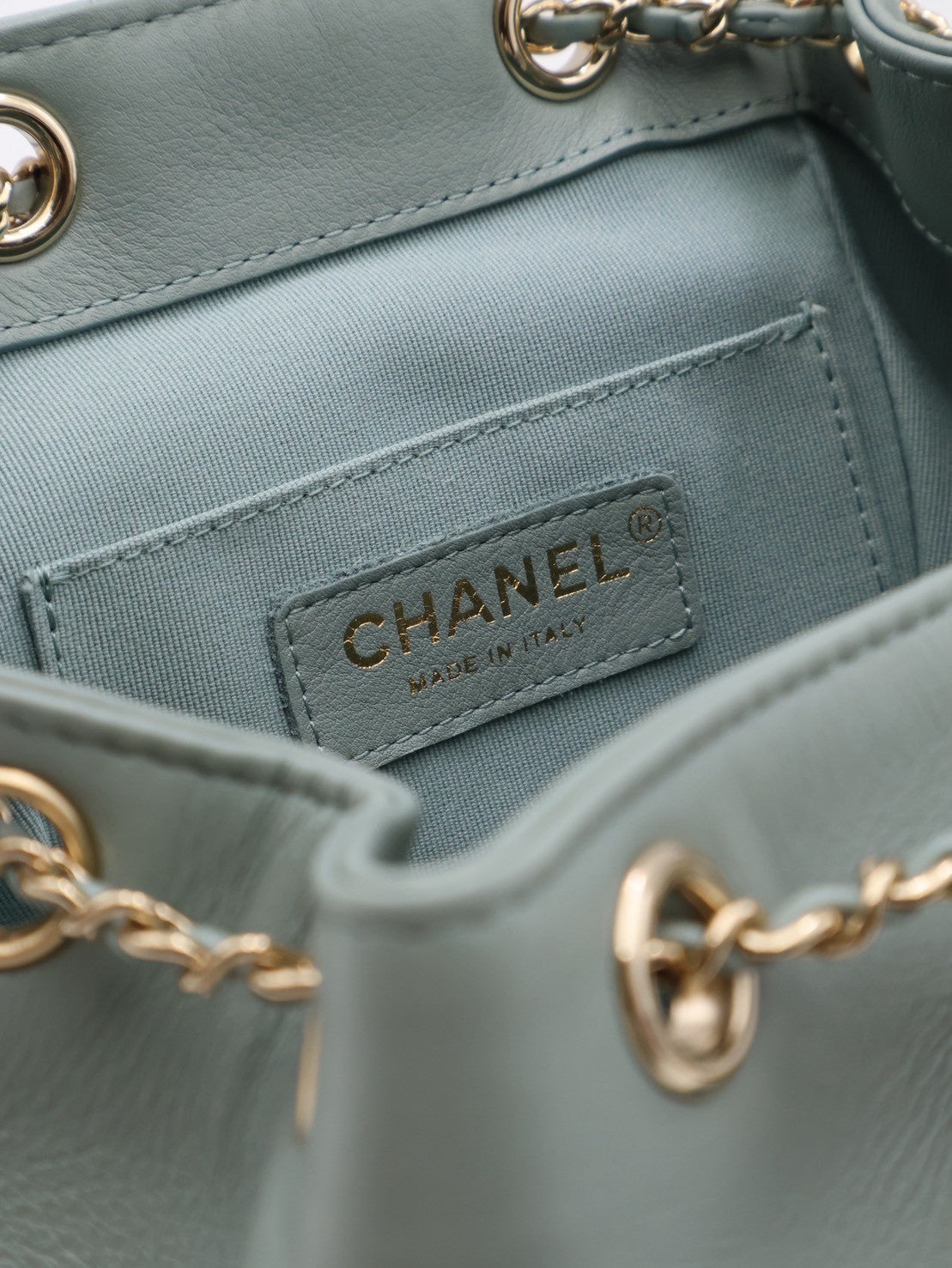 CHANEL Duma小牛皮後背包 - 小號淡綠金