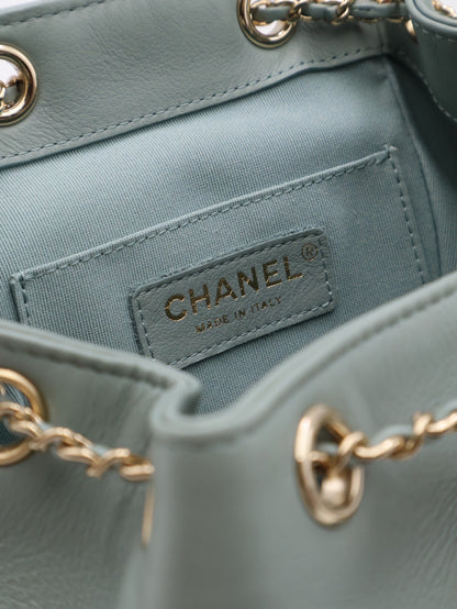 CHANEL Duma小牛皮後背包 - 小號淡綠金