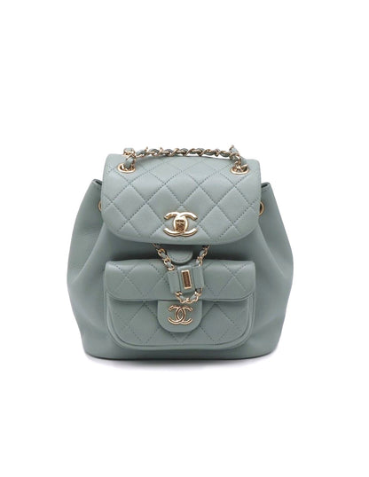 CHANEL Duma小牛皮後背包 - 小號淡綠金