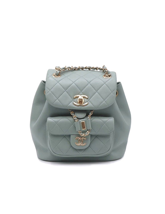 CHANEL Duma小牛皮後背包 - 小號淡綠金