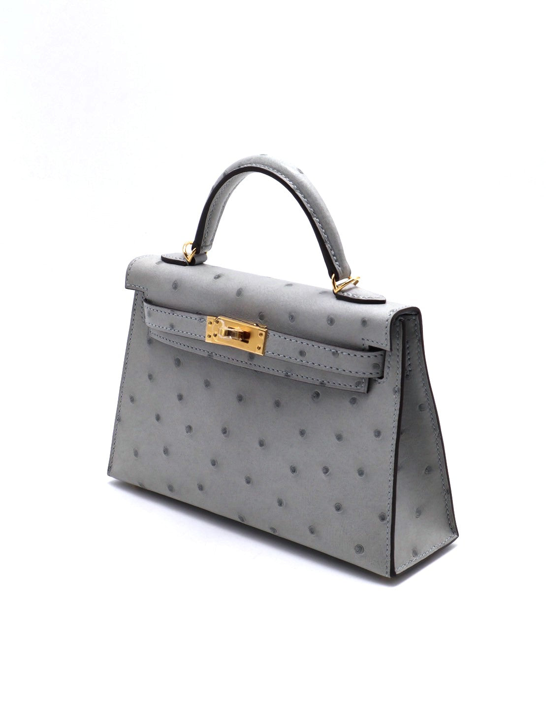 HERMES Mini Kelly ll - Bleu Glacier 8U 鴕鳥皮冰川藍金 U