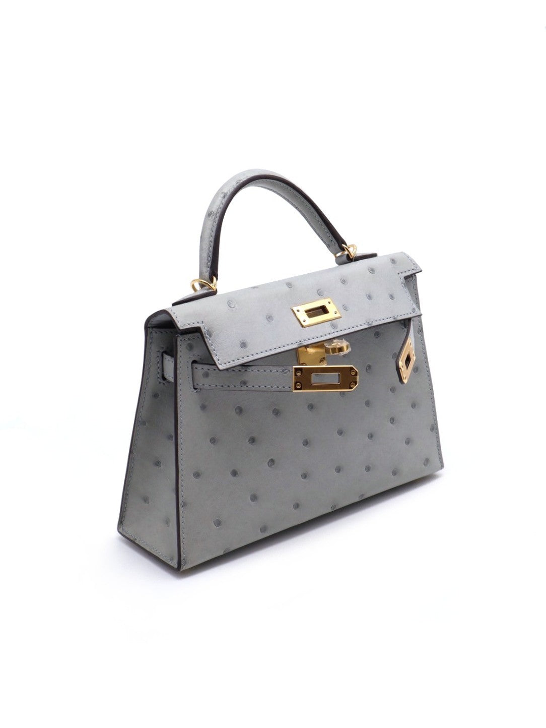 HERMES Mini Kelly ll - Bleu Glacier 8U 鴕鳥皮冰川藍金 U