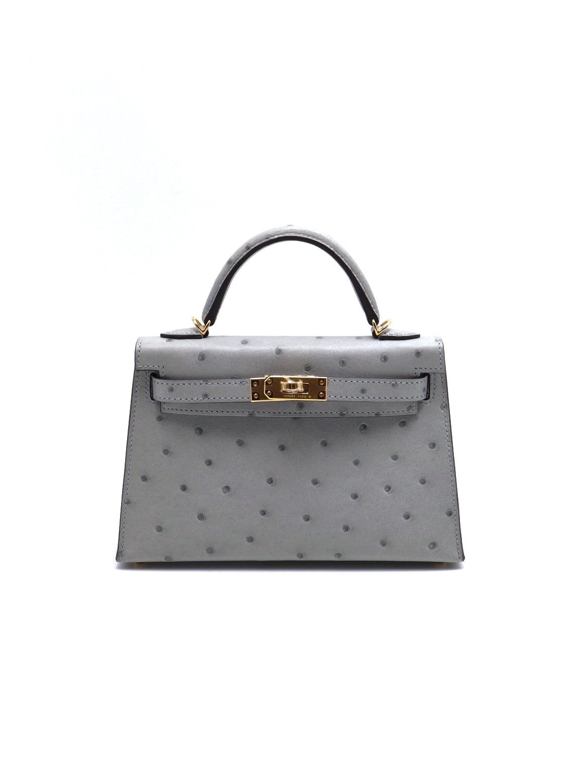 HERMES Mini Kelly ll - Bleu Glacier 8U 鴕鳥皮冰川藍金 U