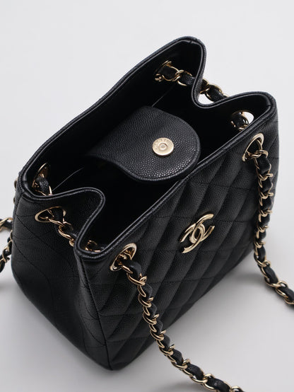 CHANEL Mini tote粒面牛皮水桶包