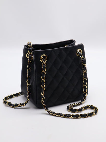 CHANEL Mini tote粒面牛皮水桶包