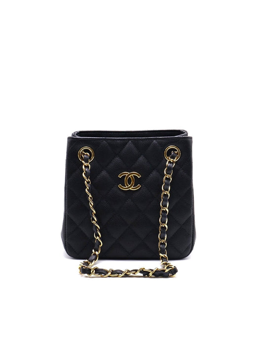 CHANEL Mini tote粒面牛皮水桶包