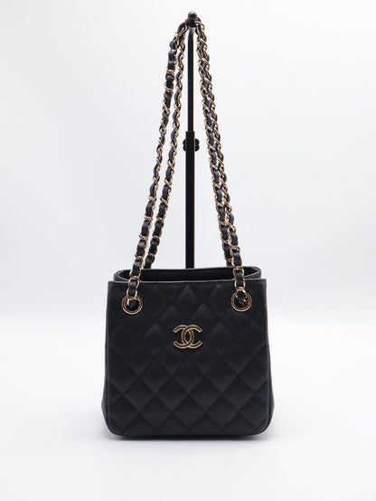 CHANEL Mini tote粒面牛皮水桶包