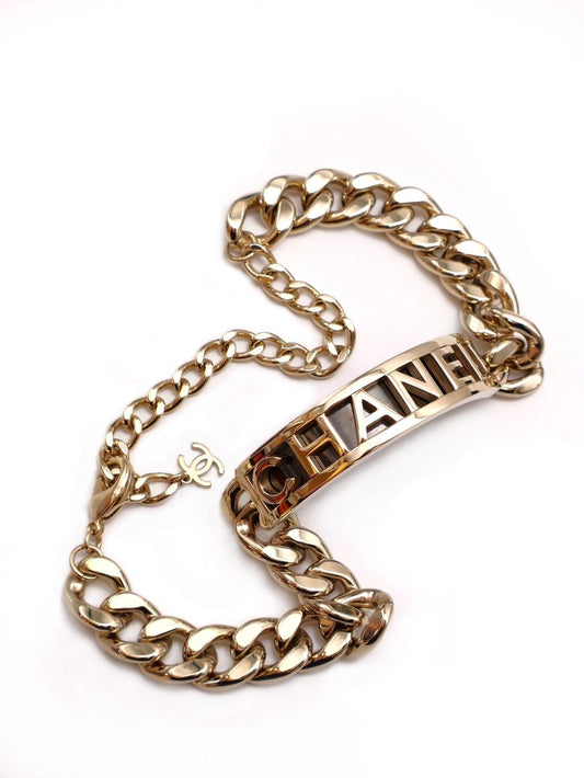 CHANEL 23B香檳金CHANEL古巴項鍊