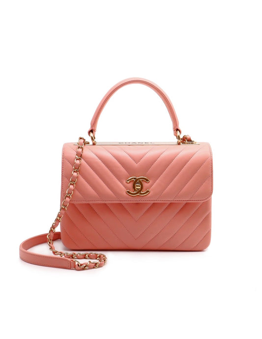 CHANEL V紋Trendy handle bag - 粉金26開