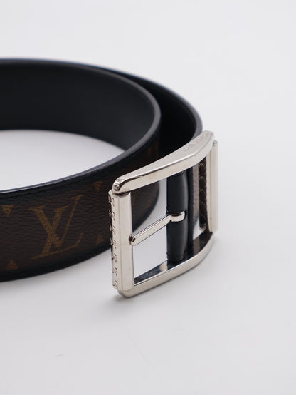 LOUIS VUITTON 經典老花黑邊腰帶 85