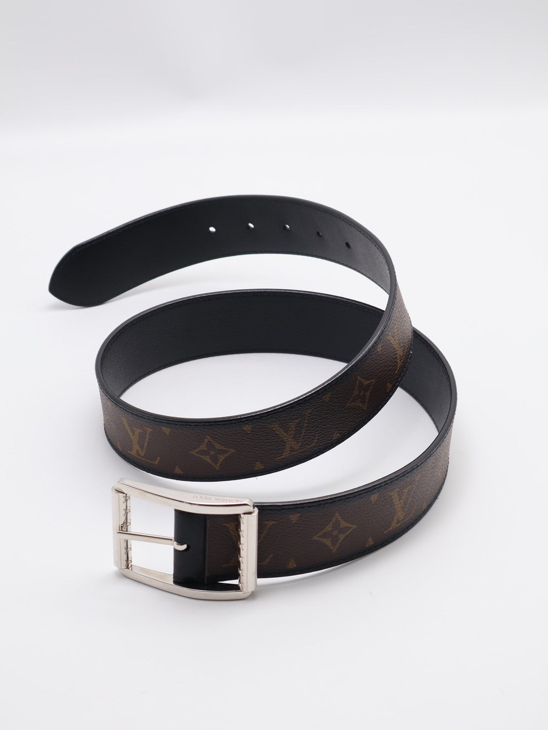 LOUIS VUITTON 經典老花黑邊腰帶 85