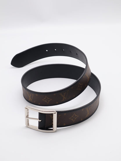 LOUIS VUITTON 經典老花黑邊腰帶 85
