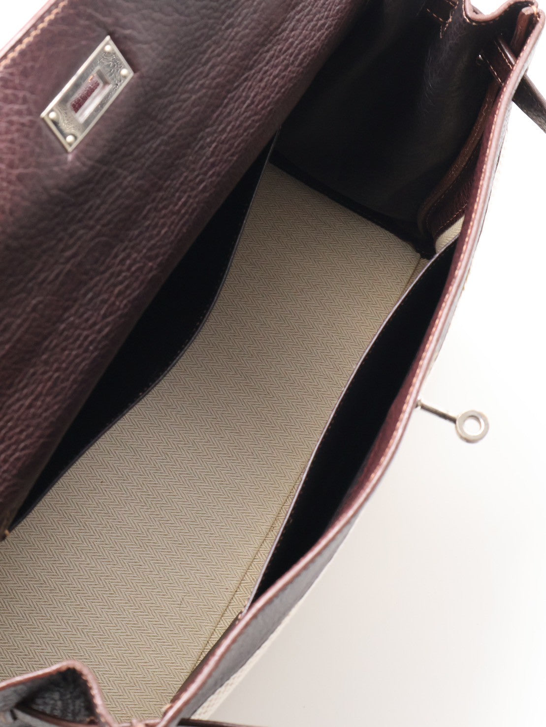 HERMES Kelly 32 - 哈瓦那棕銀拚帆布 🄴