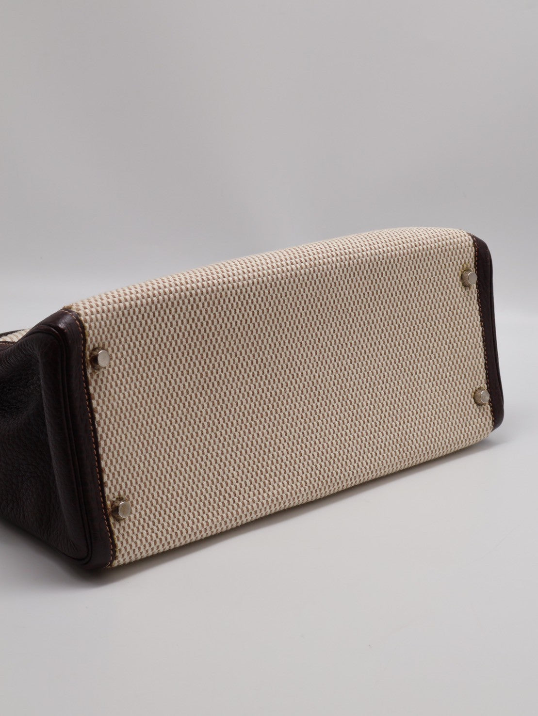 HERMES Kelly 32 - 哈瓦那棕銀拚帆布 🄴