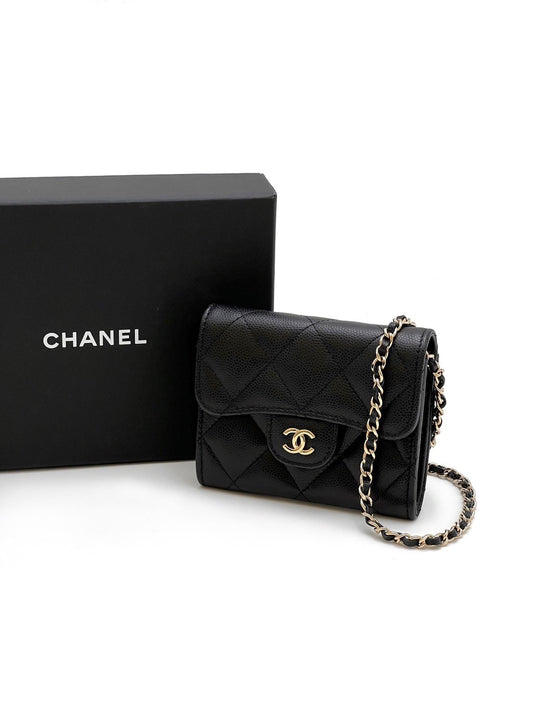 CHANEL 22P雙層小鏈包 - 黑金32開