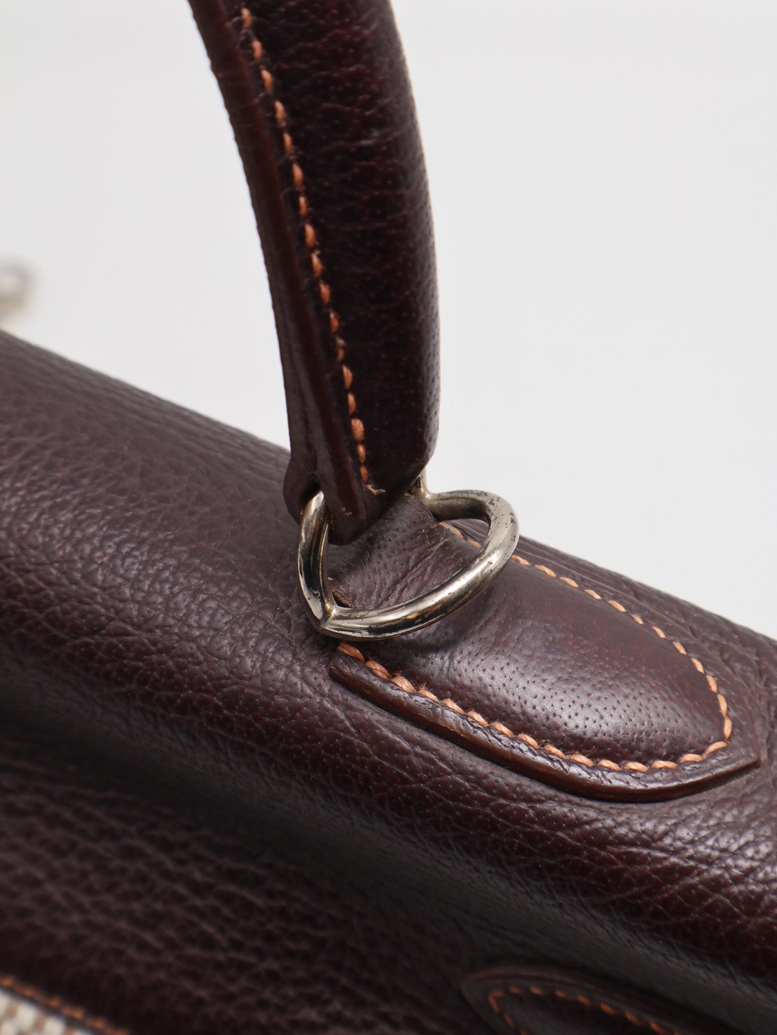 HERMES Kelly 32 - 哈瓦那棕銀拚帆布 🄴