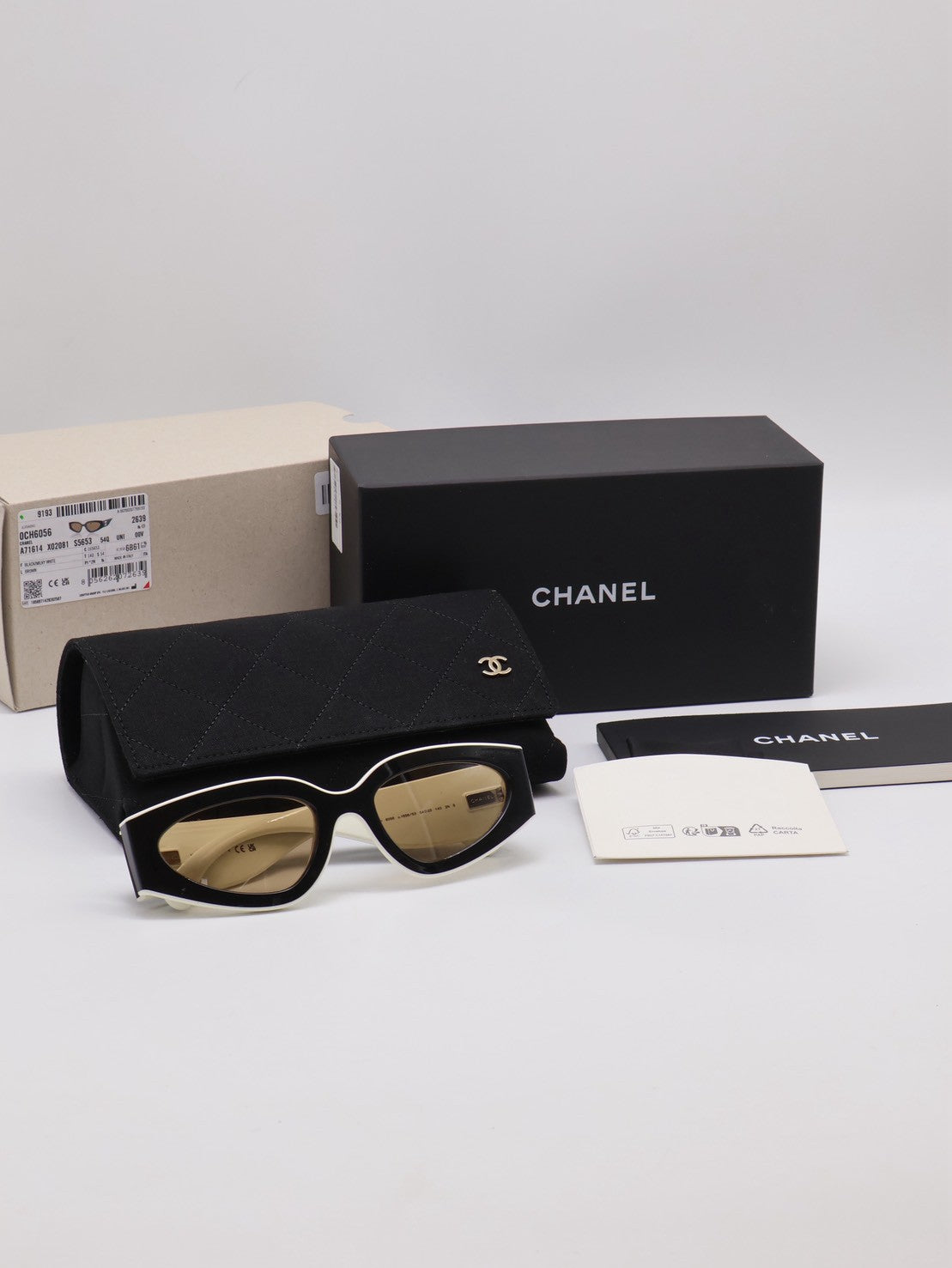 CHANEL 貓眼太陽眼鏡 - 黑白