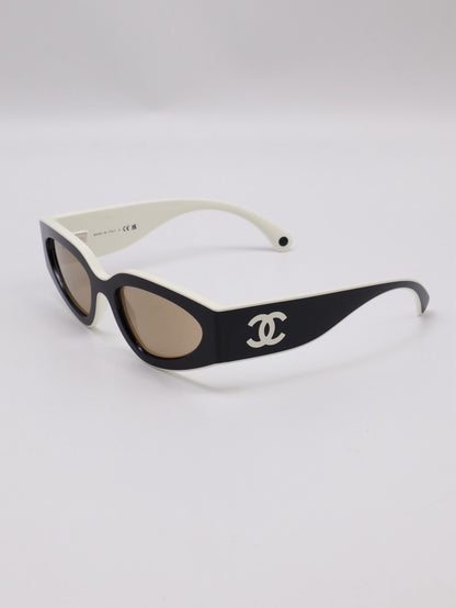 CHANEL 貓眼太陽眼鏡 - 黑白