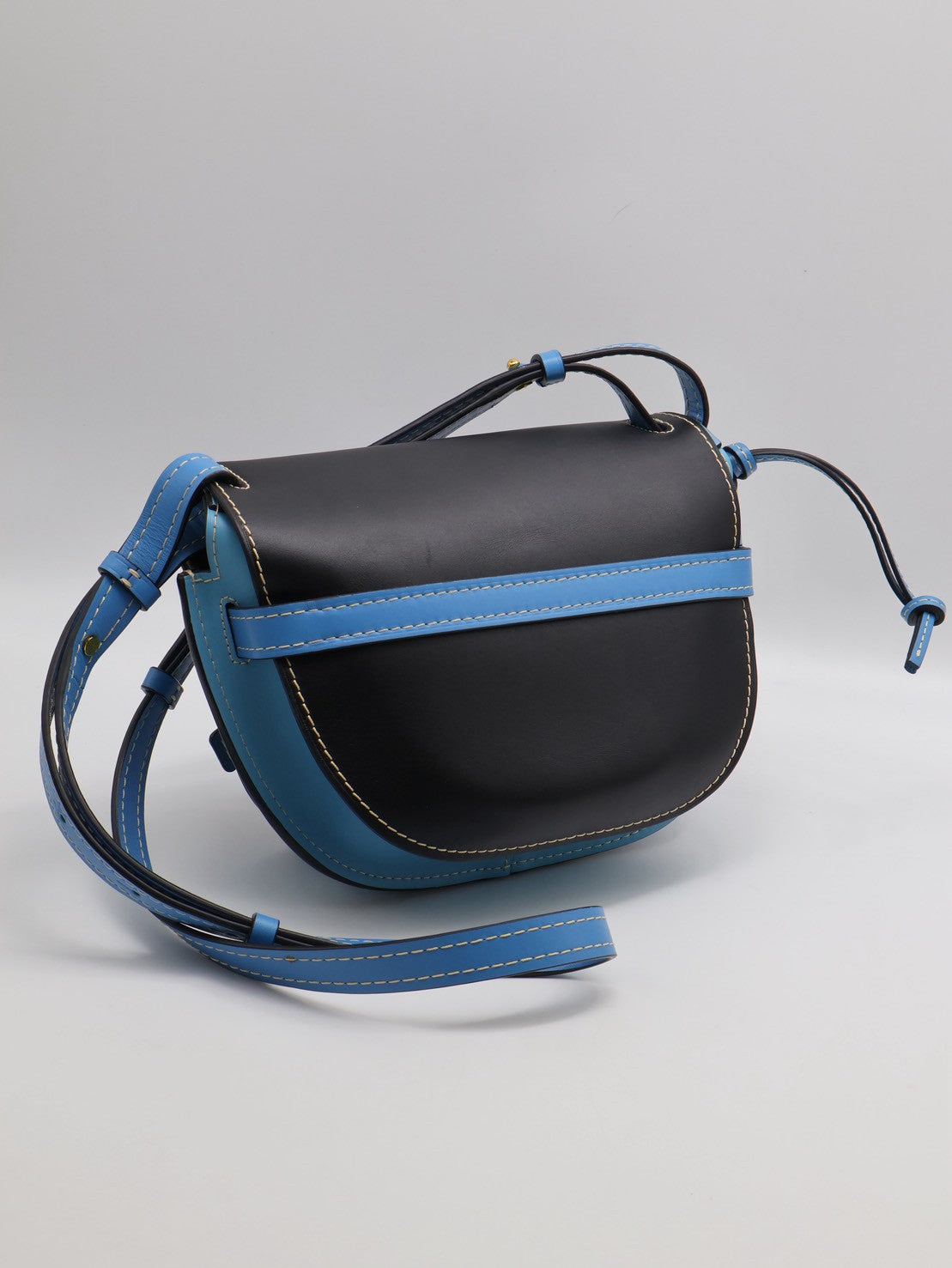 LOEWE Gate馬鞍包 - 中號水藍拚黑
