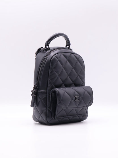 CHANEL 25P羊皮迷你後背包 - So Black