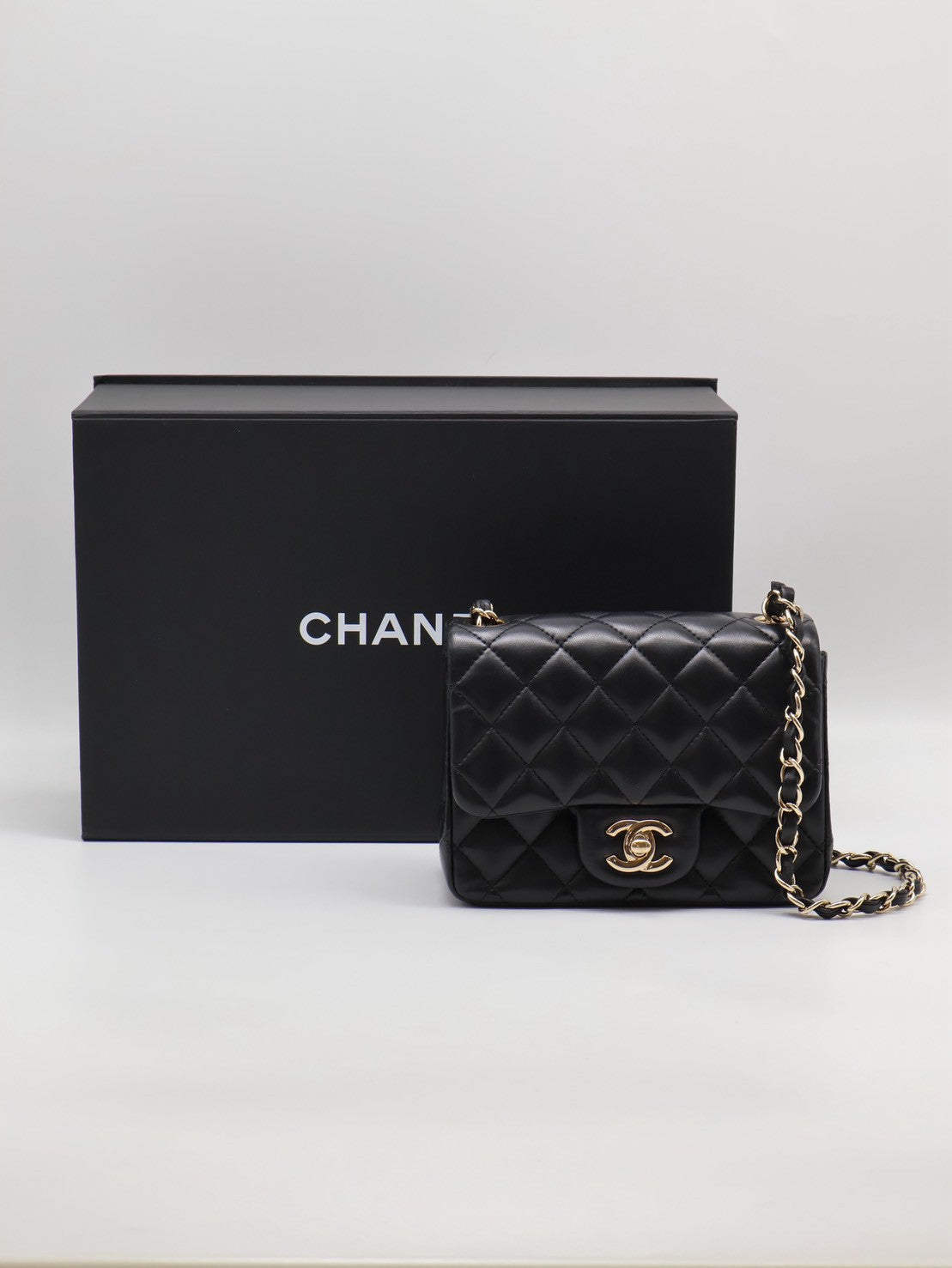 CHANEL 經典口蓋包方胖子 17 - 黑金23開