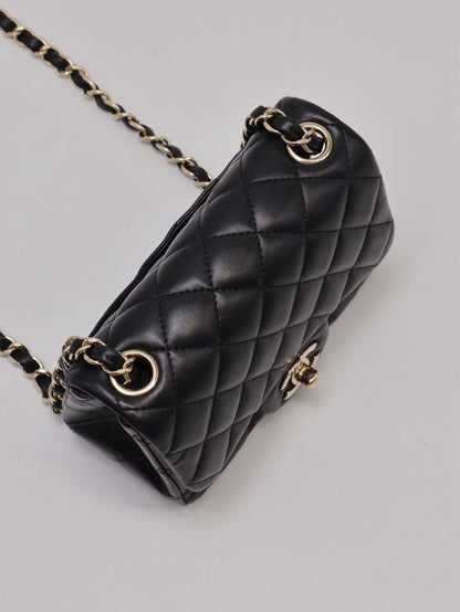 CHANEL 經典口蓋包方胖子 17 - 黑金23開