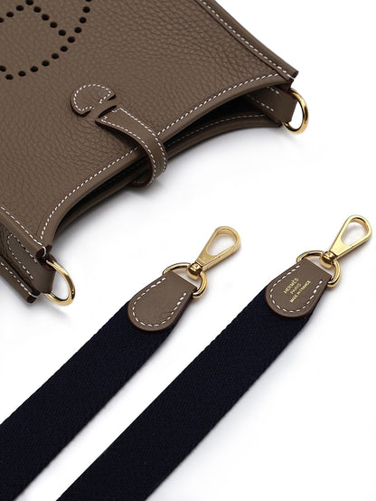 HERMES Mini evelyne - 灰金配深藍背帶